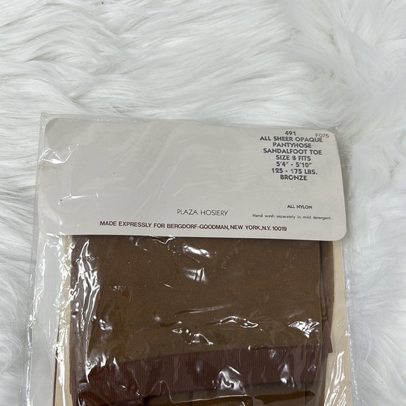 VTG Bergdorf Goodman Plaza Hosiery All Sheer Opaque Pantyhose Sandal Toe Size B - Picture 4 of 5